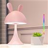 FemKey Lampada da Comodino Bambini, Lampada da Tavolo Touch Dimmerabile, Luce Notturna LED con RGB Cambia Colore, Lampada da scrivania Ricaricabile Type-C con 7 Modalità, Rosa Coniglio