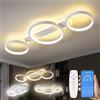 MYCUL Plafoniera led soffitto LED,Lampada da soffitto dimmerabile con telecomando APP,Lampadario soggiorno regolabile a forma di anello a 3 luci Lampadario,Plafoniera soffitto per camera da letto Bianco