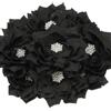 PATIKIL 3.5 Fiori di Chiffon, 10 Pezzi Fiori di Stoffa con Perle e Strass Applique per Cucito Artigianato Vestiti Fascie per Capelli Decorazioni Matrimonio Feste, Nero