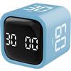 QUMOX Timer Cubo 5 10 30 60 Minuti, Timer Digitale Ricaricabile con Sensore di Gravità, Modalità Manuale, Vibrazione e 2 Livelli di Volume, Timer Portatile per Studio, Lavoro, Cucina (Blu)