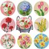 NAIMOER 8 sottobicchieri a forma di fiori con diamante con supporto in sughero, per pittura fai da te con diamanti paesaggistici, kit per adulti e bambini, decorazione da tavolo, regali per la casa