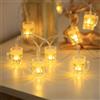 Dongcill Catena di Luci LED 10 Boccali di Birra, 1,5M a Batteria, Decorazione per Bar, Giardino, Oktoberfest, Festa - Lampade da Appendere a Forma di Boccale