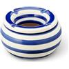 MIJOMA Posacenere antivento in dolomite, posacenere da tavolo in ceramica con coperchio, resistente alle intemperie, per interni ed esterni (blu e bianco, diametro 11 cm)