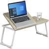 MEUBLE COSY Tavolino Pieghevole Vassoio da Letto Scrivania per Laptop PC Divano Supporto Regolabile e Portatile, Rovere + Bianco