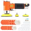 OUTFYT Lucidatrice pneumatica Rettificatrice da 2 pollici 3 Mini Levigatrice orbitale ad aria Utensili pneumatici Buffer a doppia azione for auto ,Alte prestazioni(Orange set 48pcs)