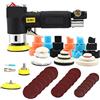 OUTFYT Levigatrice pneumatica Mini 1quot;/2quot;/3quot;Set di rettificatrici for lucidatrice ad aria alta velocità for lucidatura auto ,Alte prestazioni(Black air sander set)
