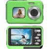 Fockety Fotocamera Subacquea 4K, Fotocamera Digitale Impermeabile da 48 MP con Messa a Fuoco Automatica da 11,5 Piedi con Scheda da 32 GB, Zoom Digitale 16X e Luce di Riempimento (GREEN)
