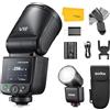 GODOX V1 mid O V1mid O Flash Compatibile con Olympus/Panasonic, Flash TTL a Testa Rotonda, Wireless 2.4G HSS 1/8000s Speedlight con Batteria da 2200 mAh, 650 Flash a Piena Potenza