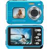 Fockety Fotocamera Subacquea 4K, Fotocamera Digitale Impermeabile da 48 MP con Messa a Fuoco Automatica da 11,5 Piedi con Scheda da 32 GB, Zoom Digitale 16X e Luce di Riempimento (BLUE)