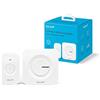 Garza - Campanello wireless portatile, 1 pulsante + 1 ricevitore, grande portata 120 m, 54 melodie, IP56, con indicatore LED, modalità silenziosa, 4 intensità sonora, funzione memoria, bianco
