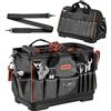 VEVOR Borsa Portautensili 410 mm, 33 Tasche, Organizer Portatile per Attrezzi con Ampia Apertura a Cerniera, Tracolla Regolabile, Base Rigida Resistente all'Acqua, Ideale per Fai da Te e Cantiere