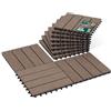 VOUNOT® Set da 11 Piastrelle ad Incastro in WPC 30x30 cm, Pavimento da Esterno Antiscivolo e Drenante, Tagliabili e Resistenti all'Acqua per Terrazza, Patio e Piscina, Marrone