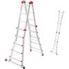 Hailo Scala multifunzione in alluminio M80, 4 x 5 pioli, portata fino a 150 kg, snodi di sicurezza e maniglie di sicurezza, regolabile in altezza su pioli, scala multiuso, antiruggine, colore: argento