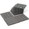 VOUNOT® Set da 16 Piastrelle ad Incastro in WPC 30x30 cm, Pavimento da Esterno Antiscivolo e Drenante, Tagliabili e Resistenti all'Acqua per Terrazza, Patio e Piscina, Grigio