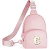 YOOLIFE Regalo di compleanno per ragazze adolescenti, borsa a tracolla con iniziale, borsa a tracolla per bambini e ragazze, regali per ragazze, figlia, sorella, nipote, rosa, C, C