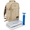 WHYGO Zaino da Viaggio 40x30x20 Impermeabile, Compatibile Ryanair - BEIGE