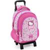 Clondo Zaino Trolley Scuola Bambini con Carrello Rimovibile - Ergonomico, 33x43x15 cm, Tasche Porta Borraccia, Spallacci Imbottiti - Ideale per Elementari e Viaggio (Hello Kitty 26)