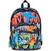 SJ GANG STYLE JAM GANG Zaino Scuola Doppio Scomparto, Sj Ever High Flames, Nero, 31 L, Con Tasca Porta Borraccia e Charm Staccabile, Elementari, Bambino