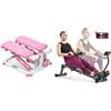 Sunny Health & Fitness Smart Compact Adjustable Rowing Machine, 12 Levels Adjustable Resistance + Exercise Stepping Machine, Portable Mini Stair Stepper for Home or Office