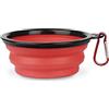 SOLUZIONIGIARDINO Ciotole per Cani da Viaggio 300 ml, Ciotola Pieghevole per Cani Acqua e Crocchette, Realizzata in Silicone Ciotola Portatile per Cani e Gatti con Moschettone, Accessori Cane e Gatto (Rosso)