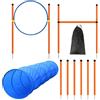 Generico Attrezzatura per l'agilità del cane - Percorso a ostacoli per addestramento all'aperto con tunnel, set da gioco portatile per animali domestici | Attrezzature per Agility Dog Park: Giardino, Parc