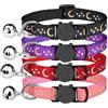 BOW CALICO Collare per gatti con luna e stelle, sgancio rapido per la sicurezza, include campana per suono, resistente ed elegante per gatti e gattini, vestibilità comoda
