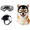 Billionchains Set di occhiali per cani di piccola taglia e casco per cani con protezione UV Occhiali da sole per cani durevoli Casco da moto per cani con foro per le orecchie Occhiali regolabili per