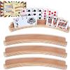 GOTHINK Set da 4 Porta Carte da Gioco in Legno Massiccio con Design Curvo Antiscivolo, Ideali per Bambini, Adulti e Anziani, Perfetti per Bridge, Canasta e Giochi di Strategia a Carte (Due Slot)