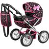 Kinderplay Carrozzina per Bambole - Manico Regolabile 33-63 cm, Ruote in Schiuma Silenziose - Gioco di Imitazione 3+ - Per Bambole fino a 41 cm, Struttura Leggera e Stabile