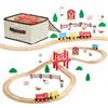 VEVOR Trenino in Legno per Bambini 39 Pezzi, con Treni Magnetici e Accessori Ferroviari, Compatibile con le Principali Marche, Giocattolo di Compleanno di Natale per Bambini dai 3 agli 8 Anni