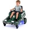 COSTWAY 12V Macchina Elettrica per Bambini, Auto Elettrica con 2 Leve di Controllo, Luci LED, Simulazione di Taglio dell'Erba e Sterzate a 360°, Tosaerba Giocattolo per Bambini 3-8 Anni (Verde)