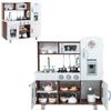 HOMASIS Cucina Giocattolo in Legno, Cucina per Bambini con Suoni e Luci, Cucinetta con Microonde, Forno, Distributore di Acqua, Frigorifero, Set da Cucina per Bambini dai 3 Anni in su, Bianco