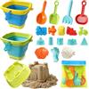 AOJN Giochi Spiaggia Bambini 21 Pezzi, Giochi Mare con Secchiello Pieghevole, Borsa a Rete