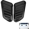 WeFoonLo Decorativo Car Flow Aspirazione Copertura Universale Hood Scoop Body Kit, 2 Pack Auto e Camion Vent Accessori ABS Esterno Adesivo Lucido (Nero)