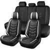 Generic Coprisedili Auto Universale Per Kia Sportage GT Line(QL) 2015-2024 2025 2026, PU Pelle Copri Sedile Auto，Traspirante，Airbag Amichevole，A Doppia Fila, Cinque Posti(Black white)