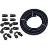 TT Racing -8 AN8 PTFE nero Raccordi girevoli & nero Nylon carburante linea tubo Kit E85 20FT NLPTFEAN8_KIT_DA_BLACK