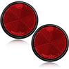 DARKGUARD 2xCatarifrangente Rotondi Rosso Ø60 mm Omologati, Rosso Catarifrangenti Autoadesiva Posteriore Rimorchio per Recinzione Cancelli Caravan Macchine （Rosso-Rotondi-Autoadesivo-2Pezzi）