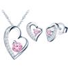 MICSAVI Collana e Orecchini di Cuore Set di Gioielli da Donna Ciondolo con Catenina Cuore in Argento Sterling 925 e Zirconia cubica