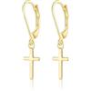 JEWTOP Orecchini a cerchio in argento dorato con ciondolo a forma di croce, per uomo e ragazza, orecchini a cerchio in argento 925 Huggies (10 mm) con zirconi dorati, cartilagine, trago, sonno, 4 cm, Oro