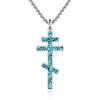 HUKKUN Collana a croce ortodossa orientale turchese in argento sterling - Gioielli ortodossi cristiani greci orientali per uomini.