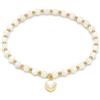VLNET® | Vestopazzo bracciale elastico con perle e rettangoli in madreperla e acciaio 316L | ciondolo stella, farfalla, conchiglia, pesce e cuore | idea regalo (Perle con cuore bombato)