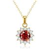 PAKORIO Collana girasole moissanite placcata oro 14K, 1ct/2ct VVS1, ipoallergenica, catena 40-45cm, anti-ossidazione, regalo(Rubino,1CT)