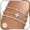 J.Fée 3 Pezzi Bracciale Donna S925, Quadrifoglio Bracciali Donna Argento Con Zirconi, Regolabili Set Bracciali Amicizia Sovrapponibili Braccialetto, Moda Gioielli Donne Regalo Amica Regali Mamma, Argento