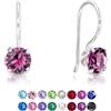DTPsilver Orecchini Pendenti Ametista - Argento 925 con Cristalli 6 mm - Donna Colorati a Monachella