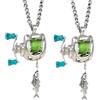Generic Collana con mini mulinello da pesca, con manico girevole, ciondolo a forma di mulinello da pesca, portachiavi decorativo con guida per la lenza mobile, regalo per pescatori, pescatori e amanti della