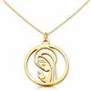 MAJALE Collana Vergine Maria in Acciaio Inossidabile Oro 18K o Argento - Medaglia Rotonda 15 mm - Catena 40 + 5 cm Regolabile - Ciondolo Cattolico per Donna e Bambina