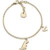 Liu Jo Liujo Bracciale di della Collezione Teen Collection. Gioiello Realizzato in Acciaio di Colore Oro Impreziosito da Un Pendente a Forma di Dinosauro e zirconi. Misura: 17cm. La referenza è: LJ1903