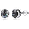 REDSUN Orecchini rotondi in argento sterling 925 e nero, orecchini vichinghi, rotondi, piccoli, ipoallergenici, da uomo, donna, onice, malachite, gioielli unisex, uomini, ragazzi, regalo di compleanno