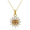 PAKORIO Collana girasole moissanite placcata oro 14K, 1ct/2ct VVS1, ipoallergenica, catena 40-45cm, anti-ossidazione, regalo(Oro,1CT)