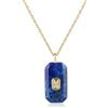 COAI Collana da Donna in Acciaio Inox Placcato Oro 18K con Ciondolo Tag di Lapislazzuli Pietra Naturale, Collana Lapislazzuli da Donna
